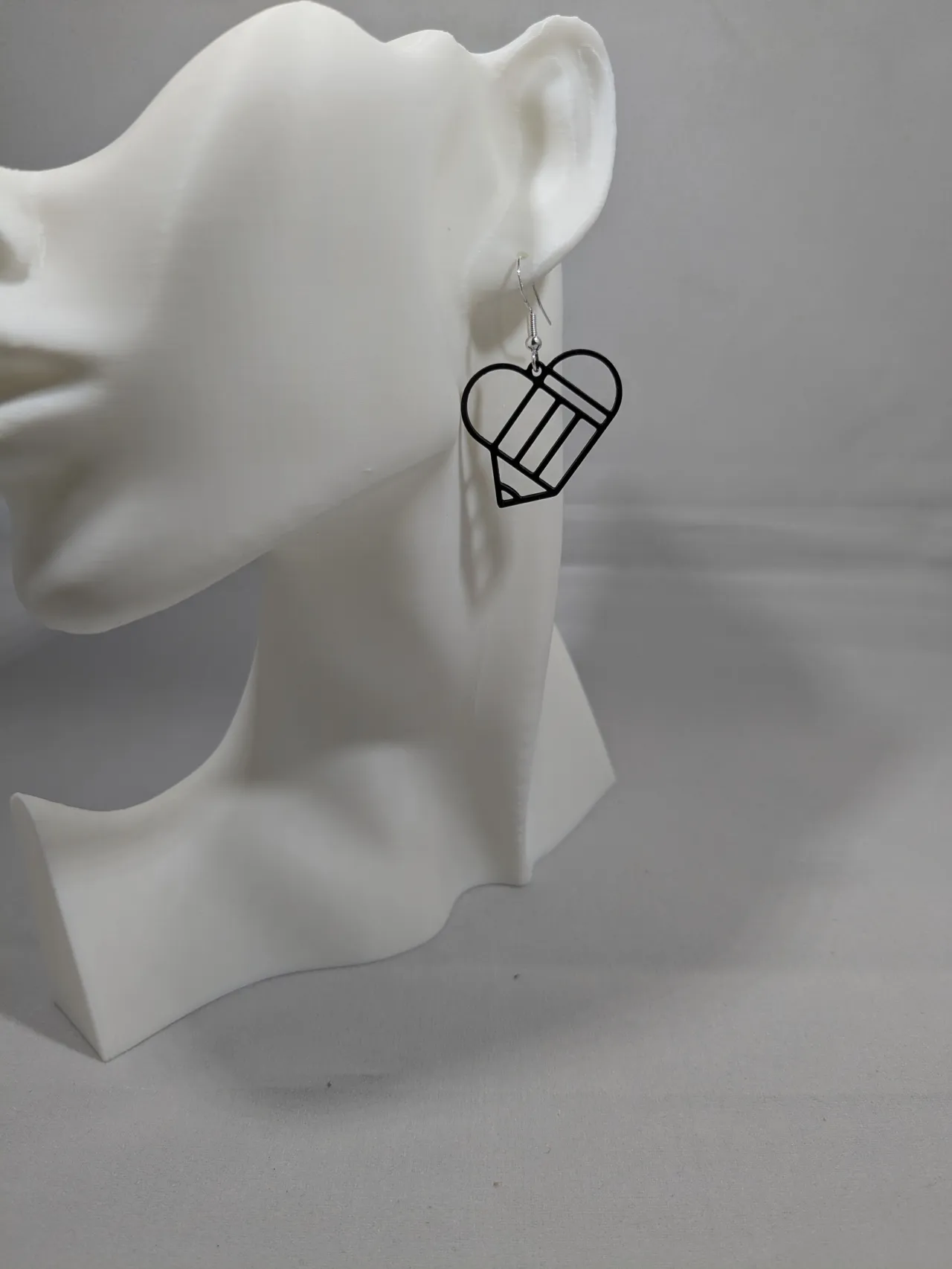 Pencil heart earrings view 4