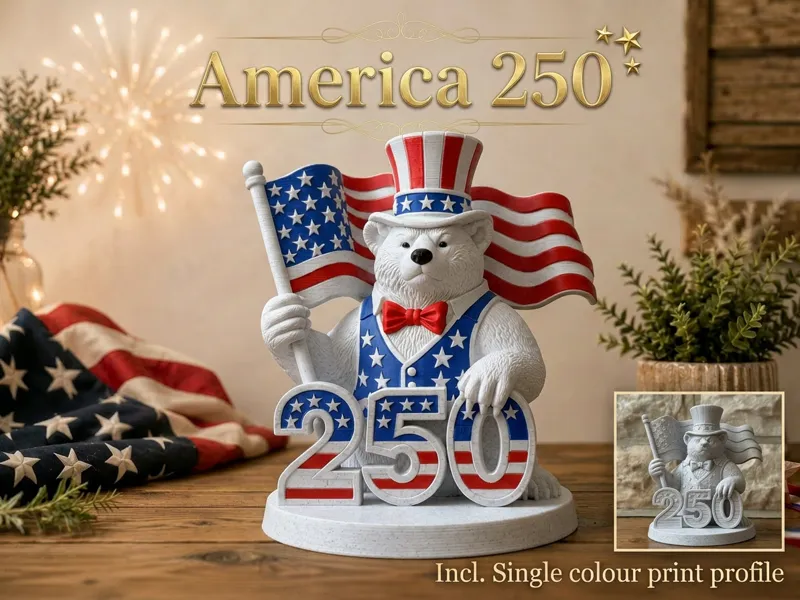America 250 Patriotic Bear Monument