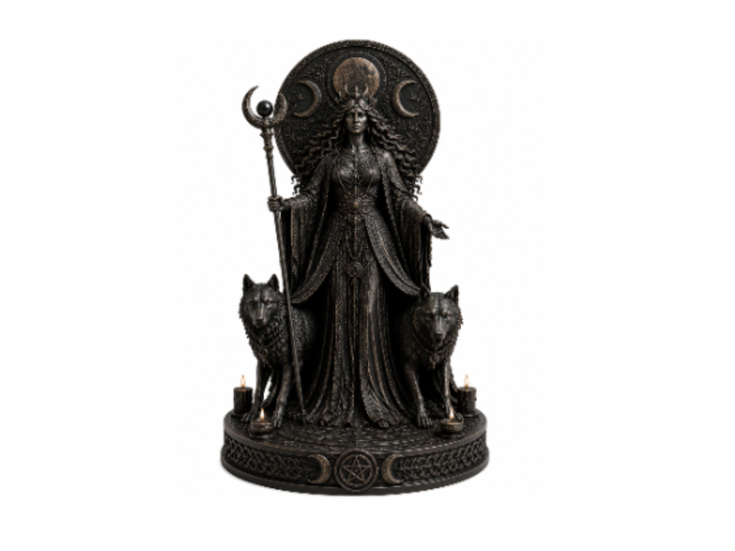 Hecate Goddess Statue – Triple Moon, Wolves