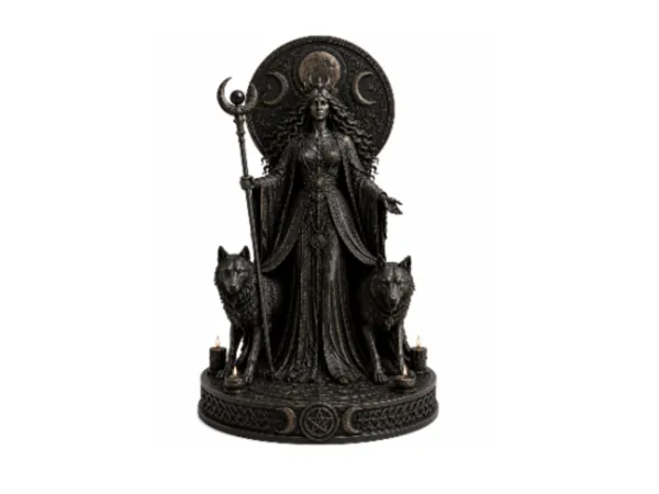 Statue de la déesse Hécate - Triple lune et loups
