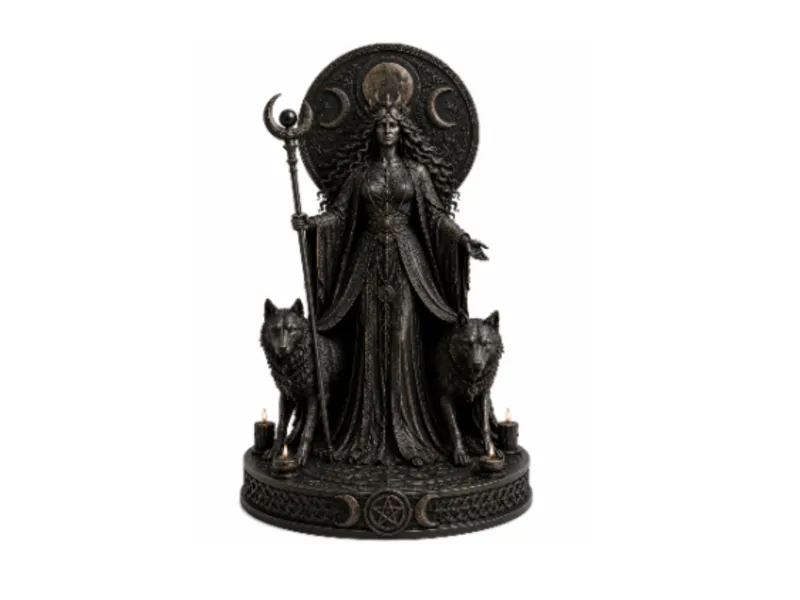 Hecate Goddess Statue – Triple Moon, Wolves