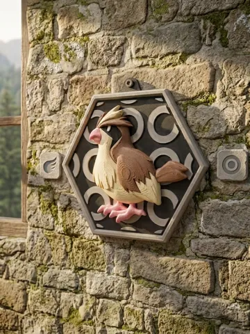 Letrero o emblema decorativo: HexaDex-Pidgey Pokemon — vista de referencia 2
