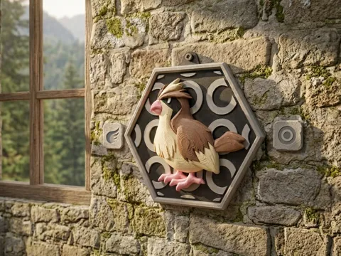 Letrero o emblema decorativo: HexaDex-Pidgey Pokemon — referencia de MakerWorld