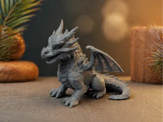 Mini sitting dragon - lots of details