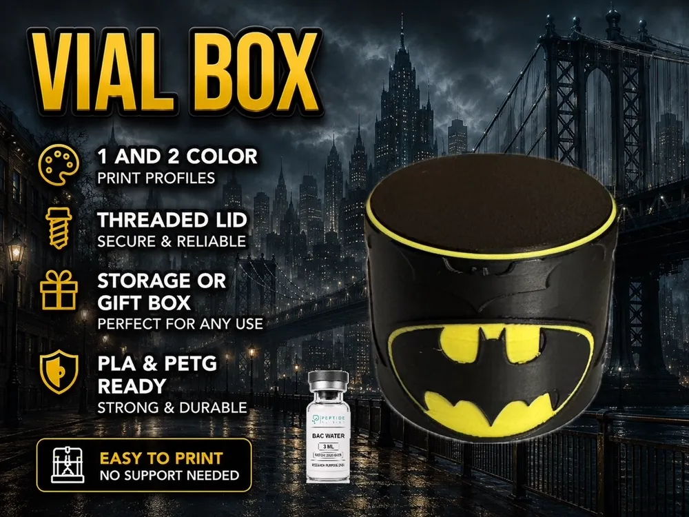 Organizador: Batman Vial Storage Box 3ml and 10ml Bottles. Referencia del modelo original.