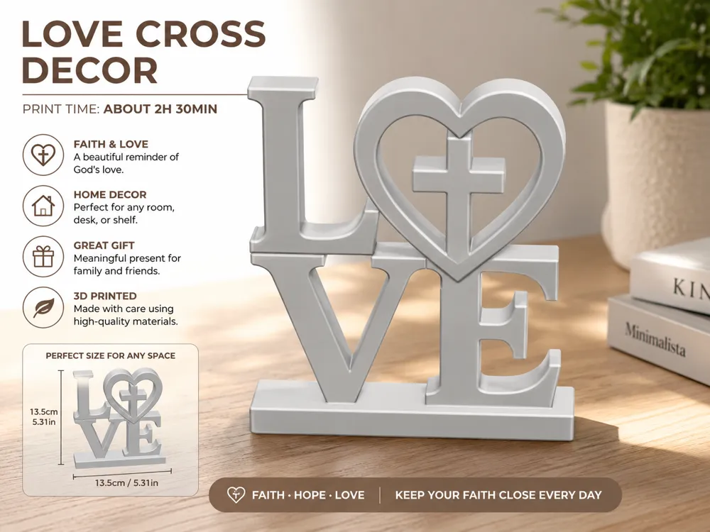 Letrero o emblema decorativo: Love jesus. Referencia del modelo original.