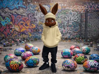 Urban Osterhase Skulptur Graffiti Ostern