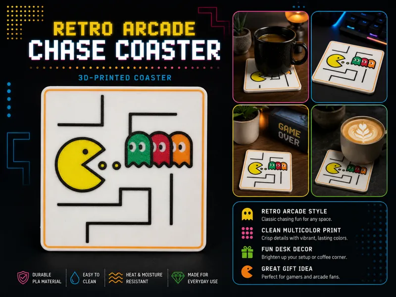Retro Arcade Chase Coaster