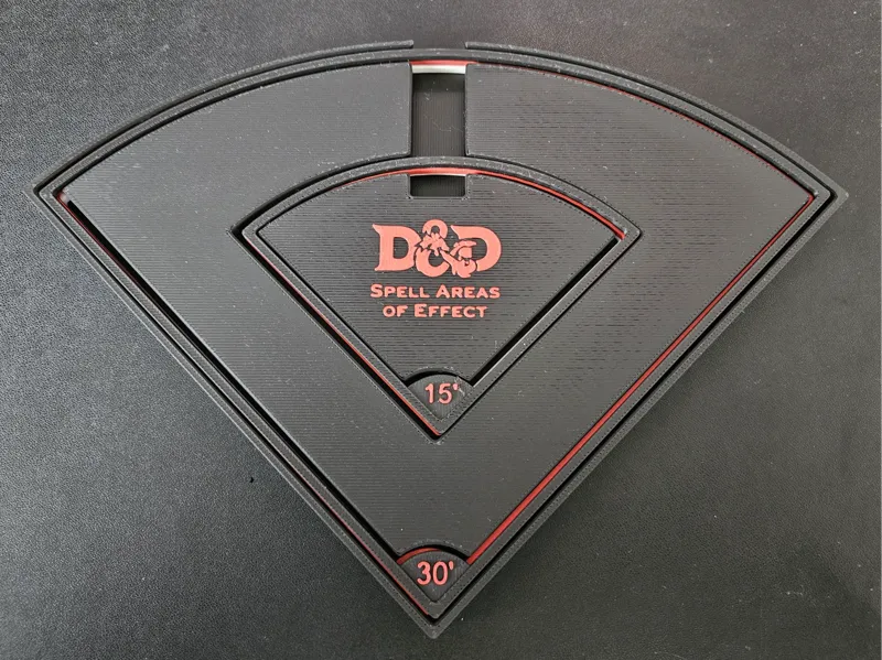 DnD 15ft & 30ft Cone Spell Template & Holder