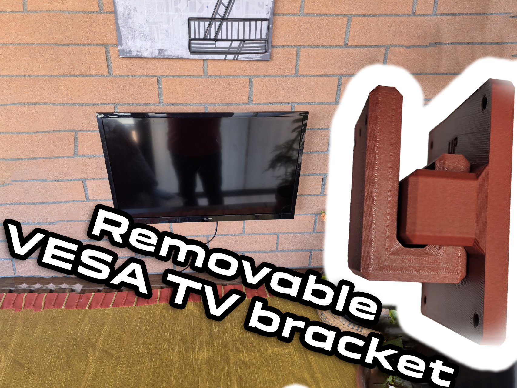 Removable VESA TV bracket 75x75