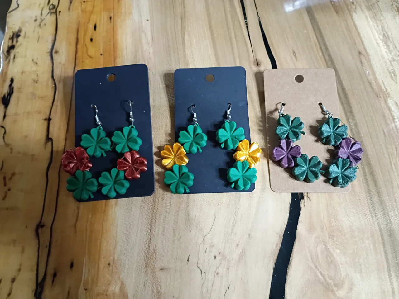 Saint Patrick's Day Triple Clover Earring view 4