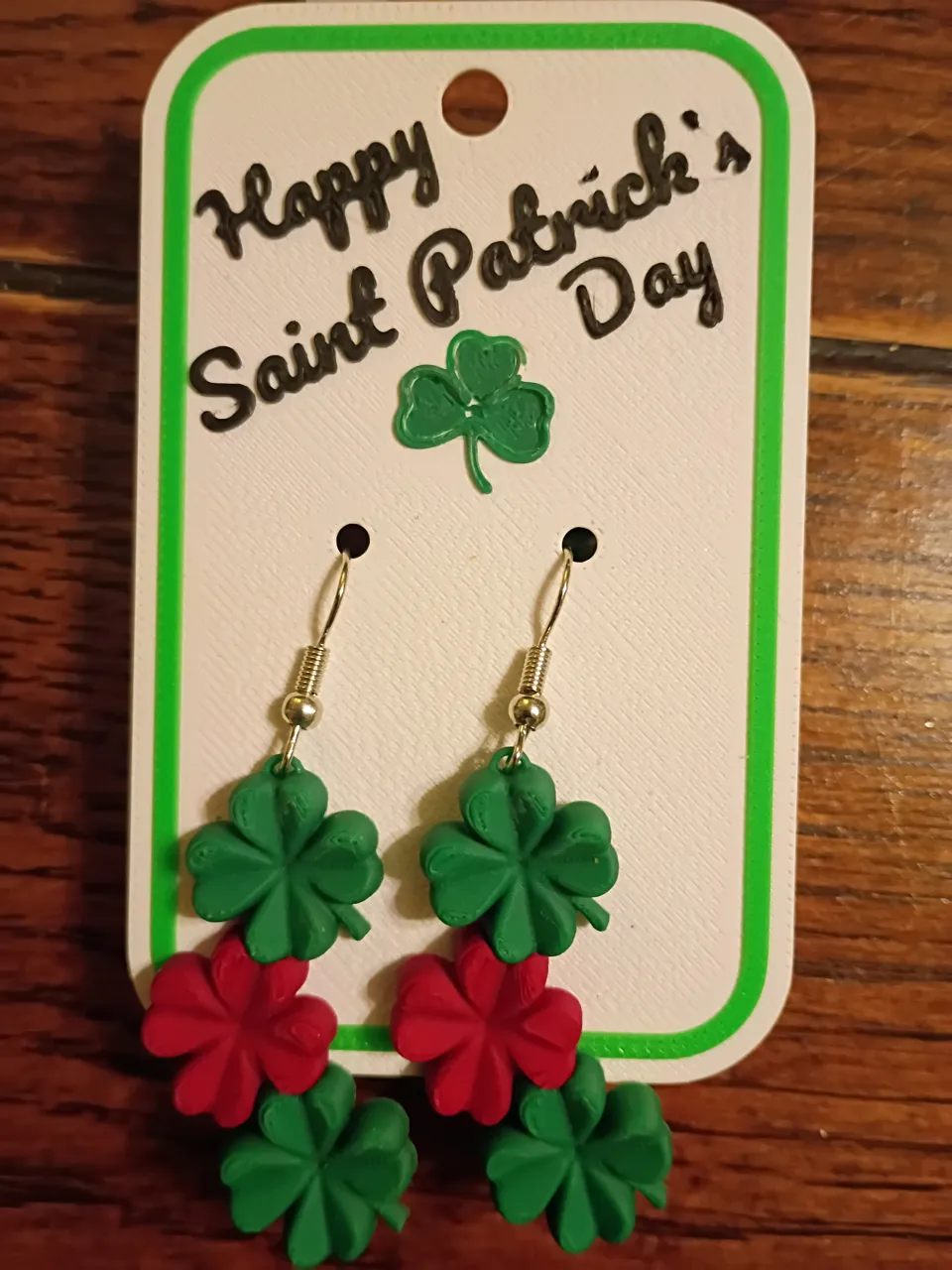 Saint Patrick's Day Triple Clover Earring view 2