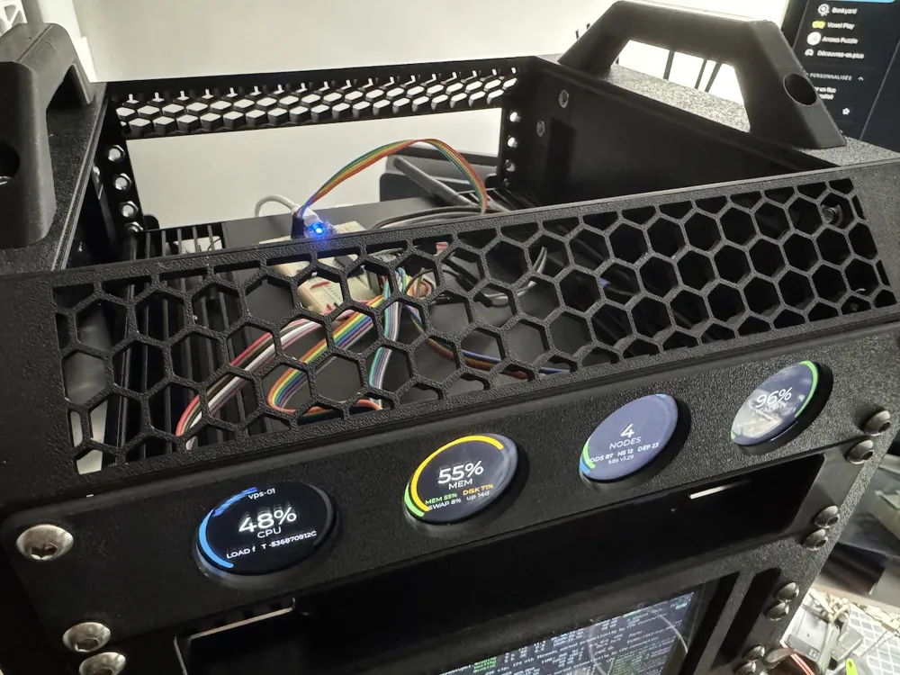Rack mount for four round LCD GC9A01 - Free 3D Print Model - MakerWorld