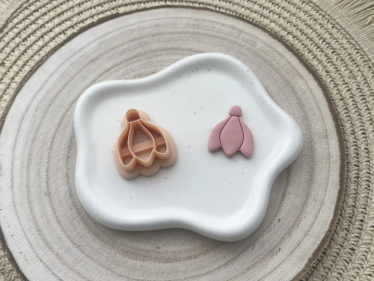Snowdrop Polymer Clay Earrings Cutter view 2