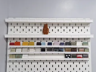 Skadis Tile Rack for Old Forge Robot Test Tile
