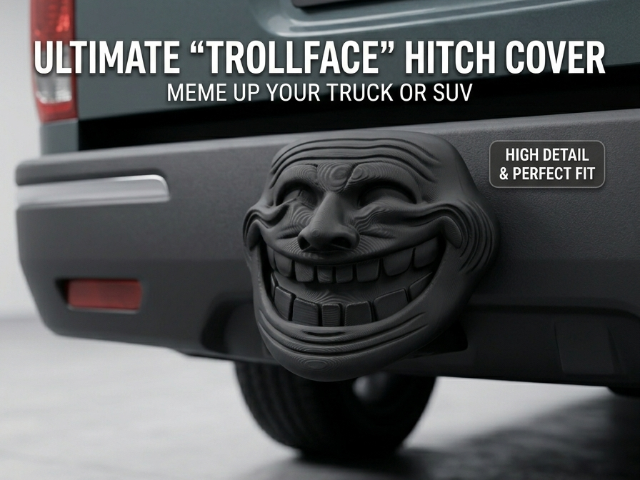 Trollface Trailer Hitch Cover –  2" Receiver Plug