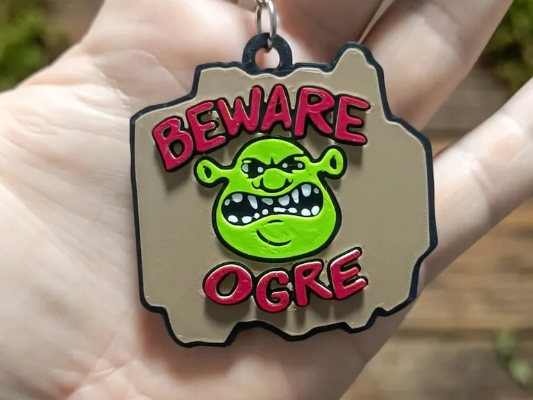 Shrek "Beware Ogre" Keyring / Sign - Multi-Color
