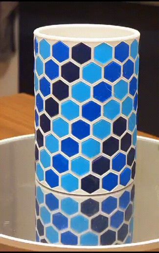 Pen Holder with multicolor Hexagons