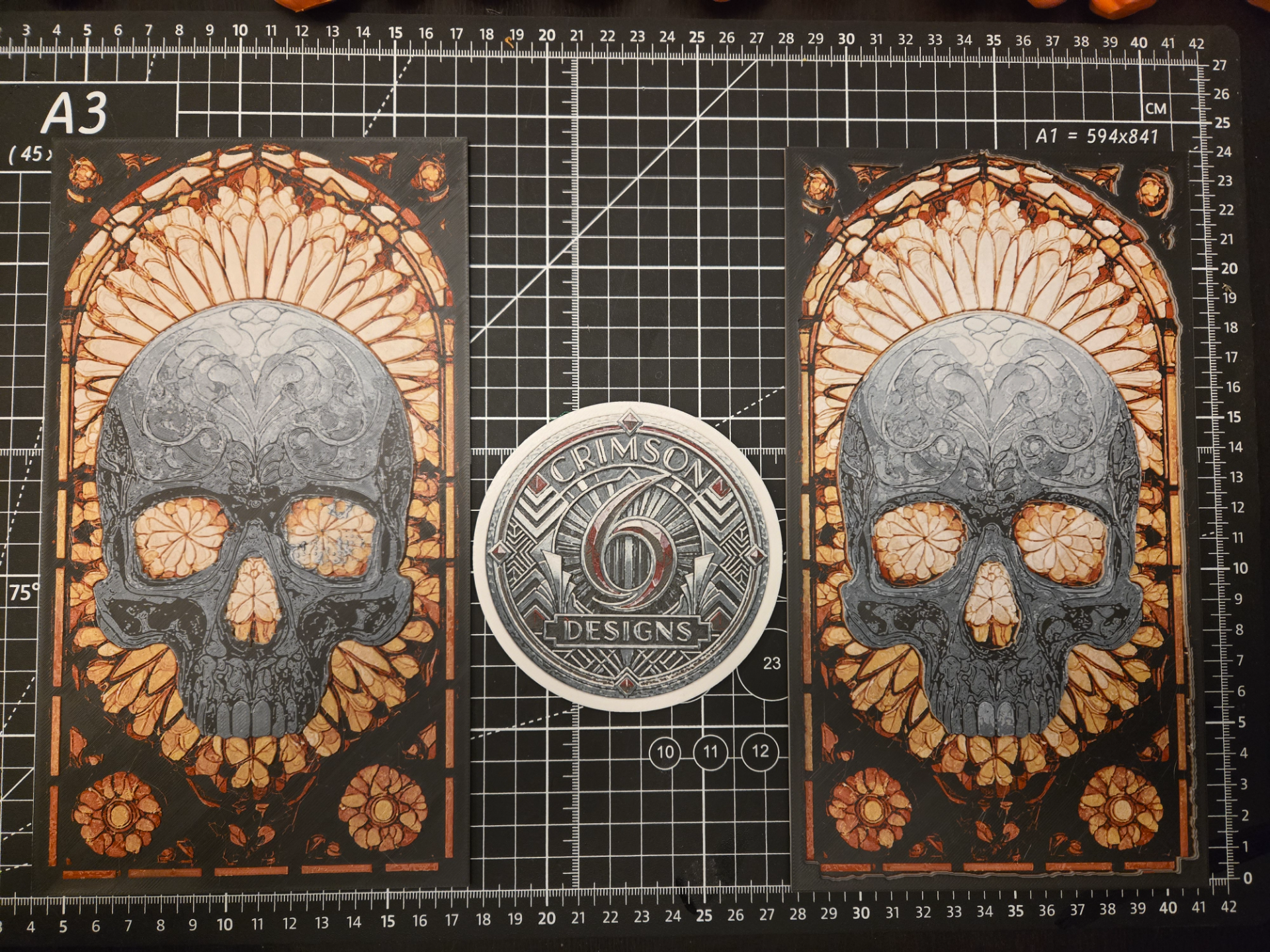Hueforge - Stained Glass Skull 3D model