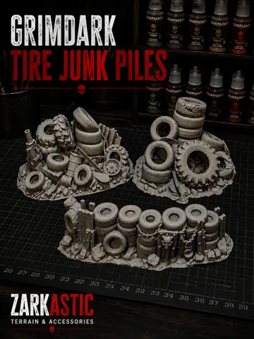 Escenografía en miniatura: Tire Junk Piles – Grimdark Terrain — vista de referencia 2
