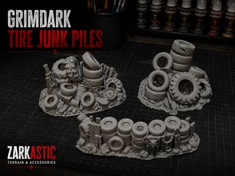 Escenografía en miniatura: Tire Junk Piles – Grimdark Terrain — referencia de MakerWorld