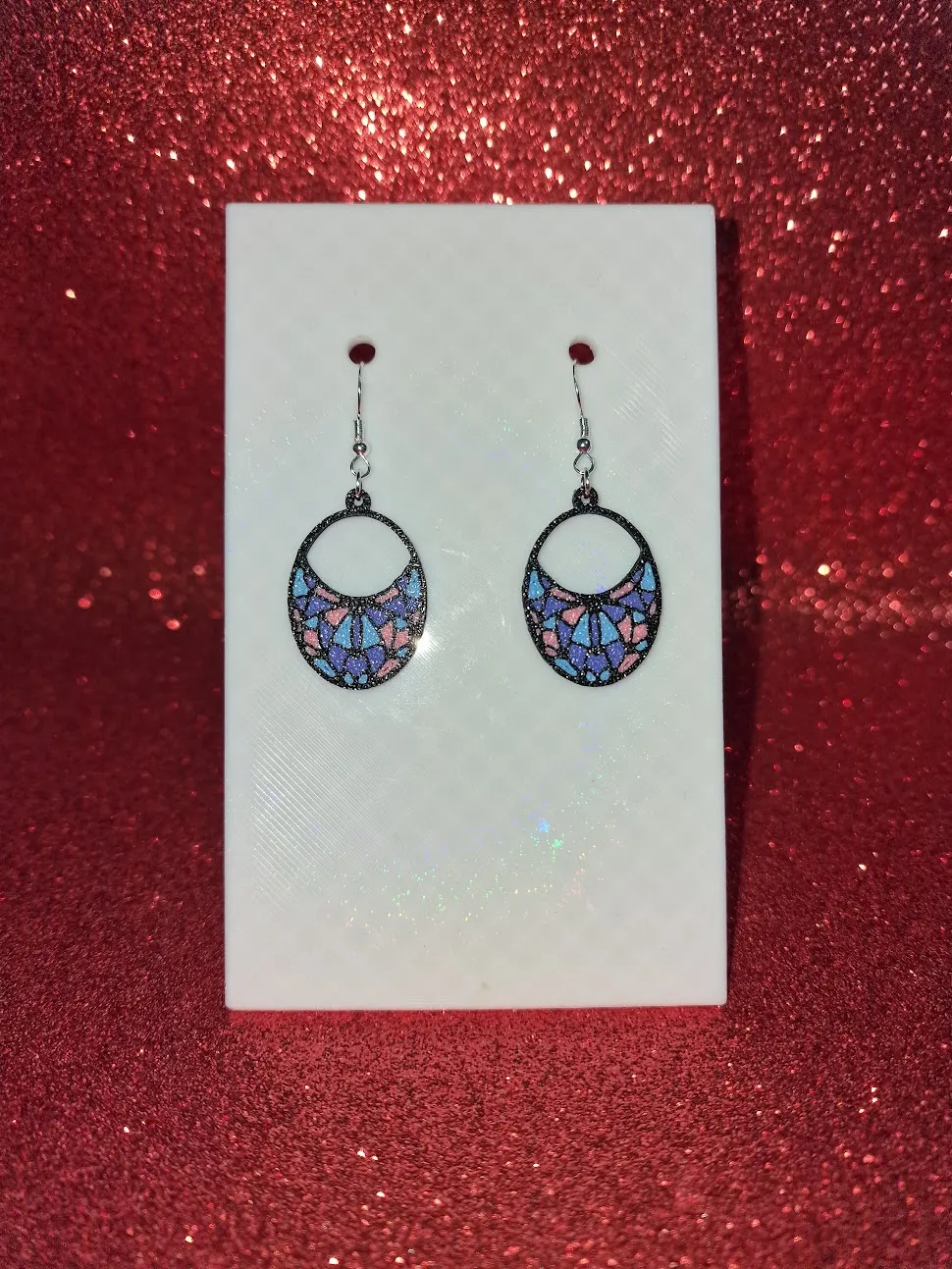 Colored glass earrings view 2