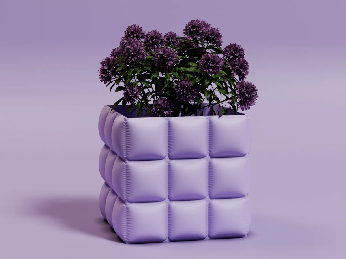 Pot à plante façon tissu matelassé