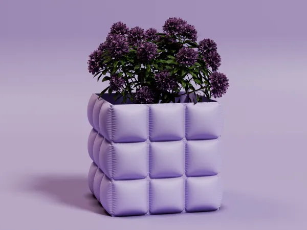 Pot à plante façon tissu matelassé
