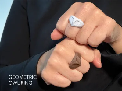 Geometric Owl Ring