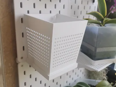 Adapted for IKEA Skadis Pegboard orchid pots (parameters adjustable for any size, including ventilation holes, drainage holes, and hook holes)