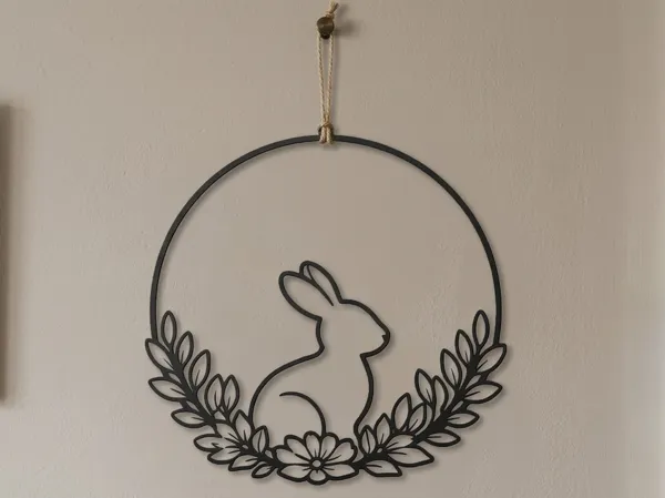 Couronne de Pâques lapin, déco murale filigrane