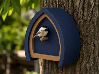 Modern Shingled Birdhouse - 35mm Hole Opening