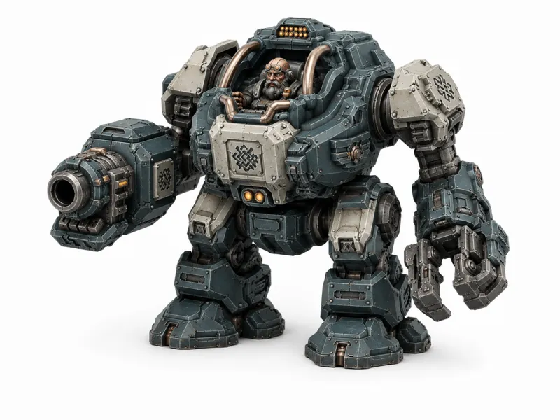 Grimdark Space Dwarf Armored Exosuit- Sci-Fi Mech