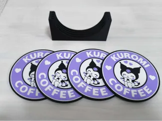 Kuromi Coffee Coaster Set with Stand