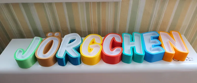 Namenslampe Lightbox Jörgchen Letters