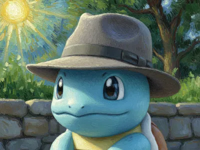 Squirtle in a hat chroma