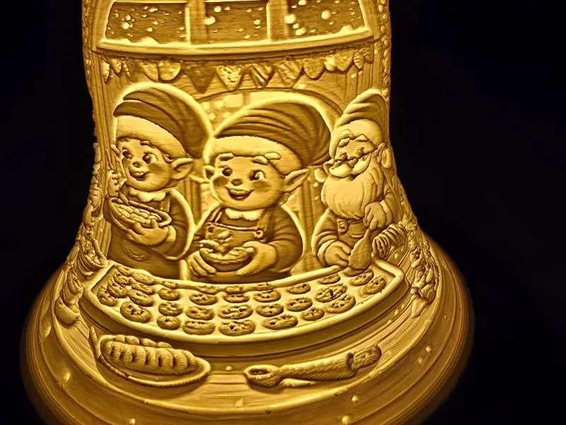 Lithophanglocke Wichtel Weihnachtsbäckerei Santa