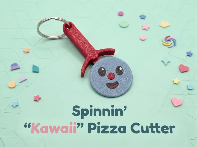 Spinnin' "Kawaii" Pizza Cutter - A Fidget Keychain