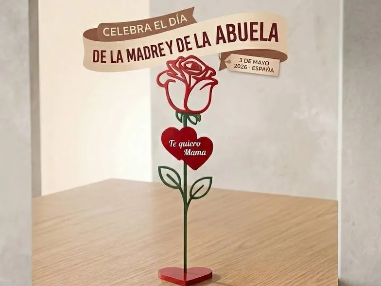 Rosa con corazon y mensaje personalizable a mama 