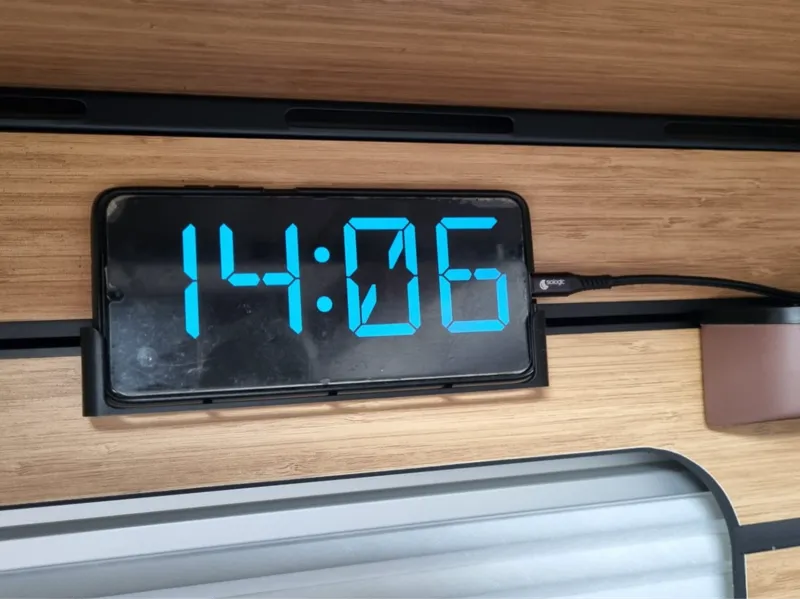 Phone holder for Hymer multi rail (Alarm clock)
