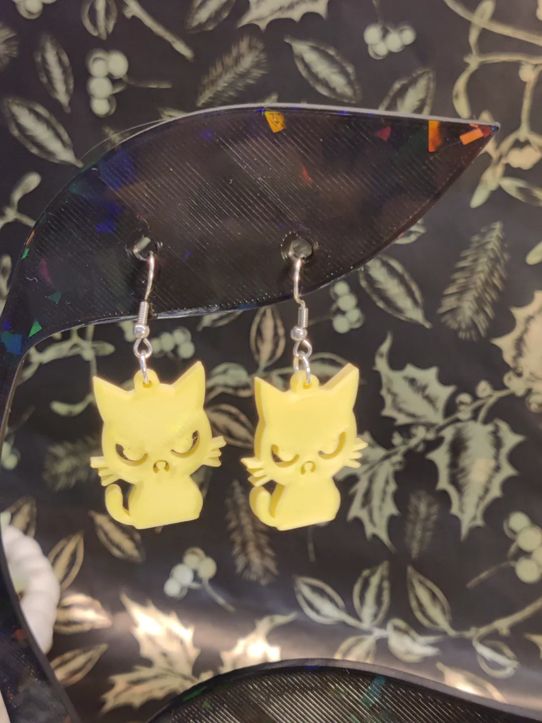 Angry Cat Earrings, Grumpy Cat, Cat Lover Gift view 2
