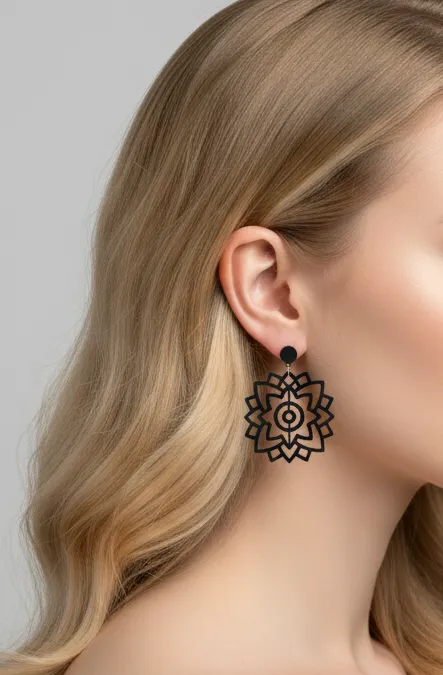 Geometric Mandala Earrings view 3