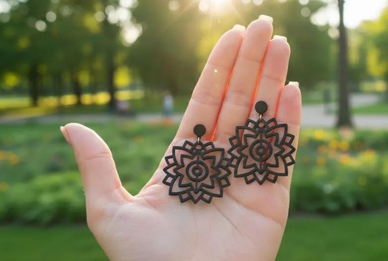 Geometric Mandala Earrings view 2