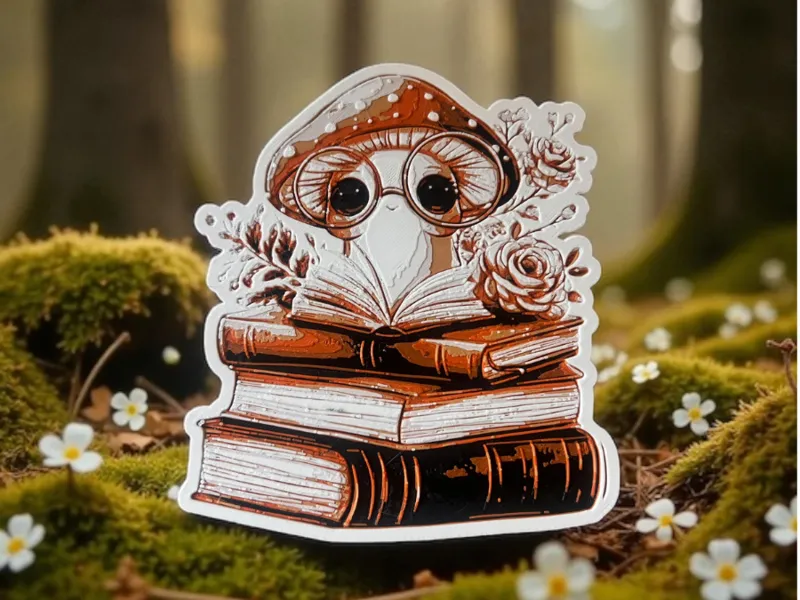 Cozy Mushroom Bookworm Hueforge Art Decor