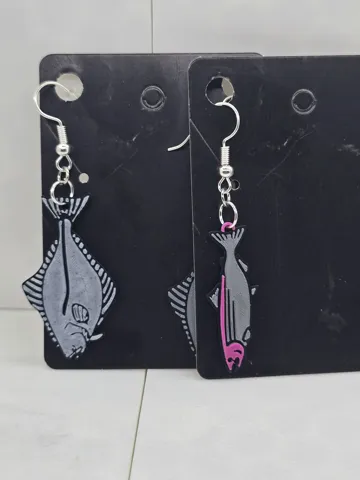 Alaska Animal Earring Bear, Moose, Halibut, Salmon view 3