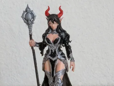 DnD Female Warlock Demon Devil 32mm Base