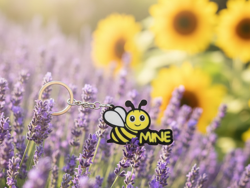 "Bee Mine"  Cute Bee Keychain