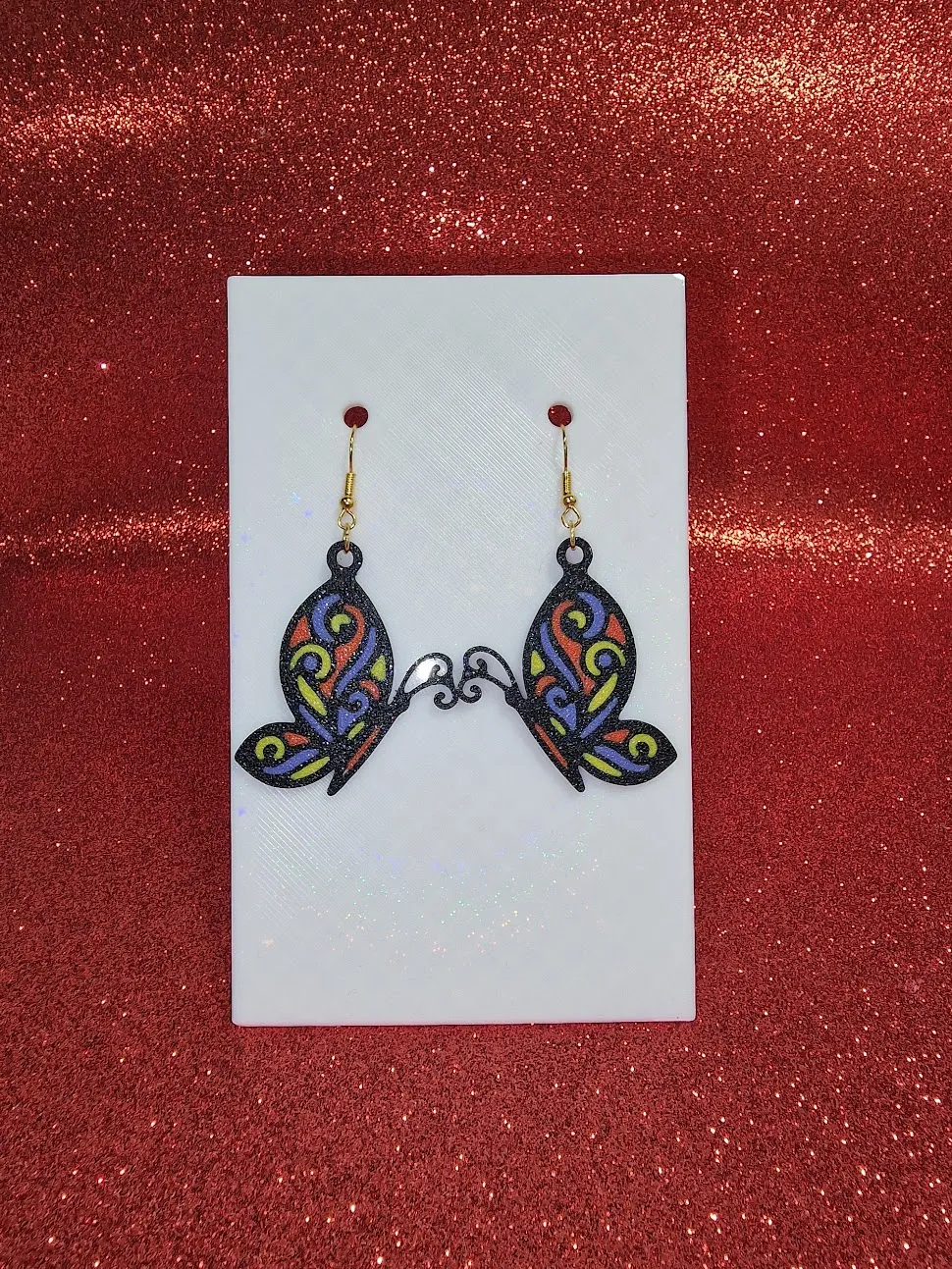 Pair of butterflies earrings view 2