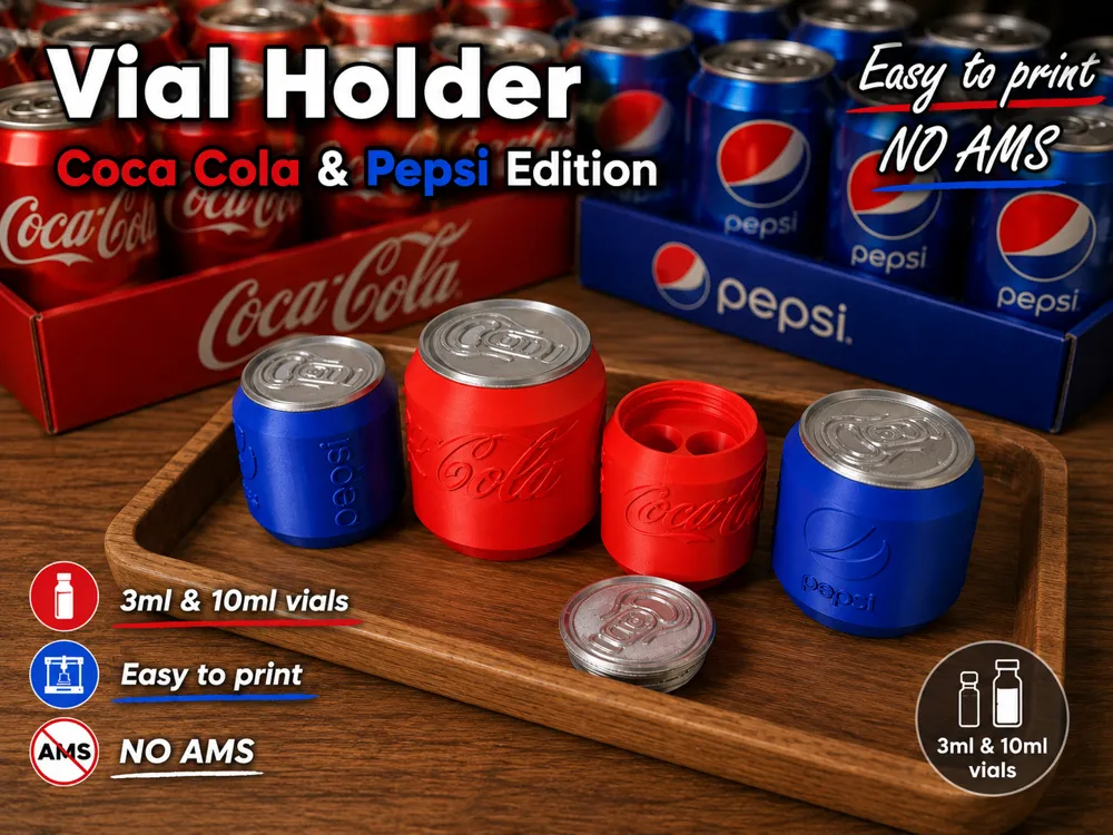 Soporte: Discreet Vial Holder Coca Cola / Pepsi Edition. Referencia del modelo original.