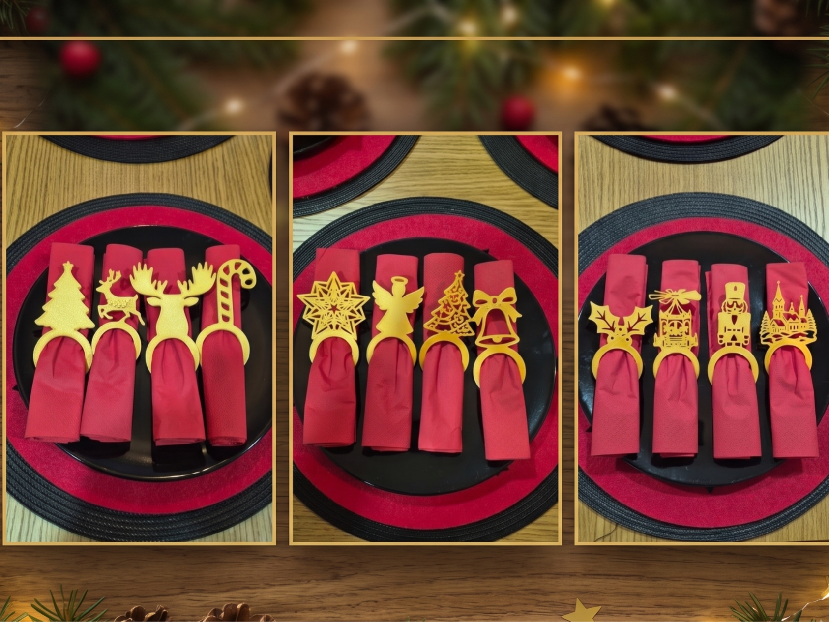 Christmas Napkin Rings Set - 1